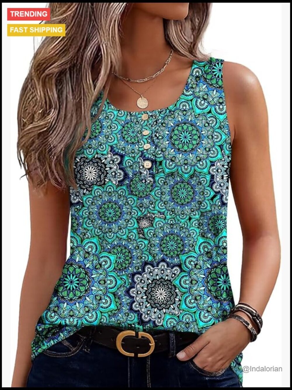 Polyester Spandex Henley Tank Top with Button Collar